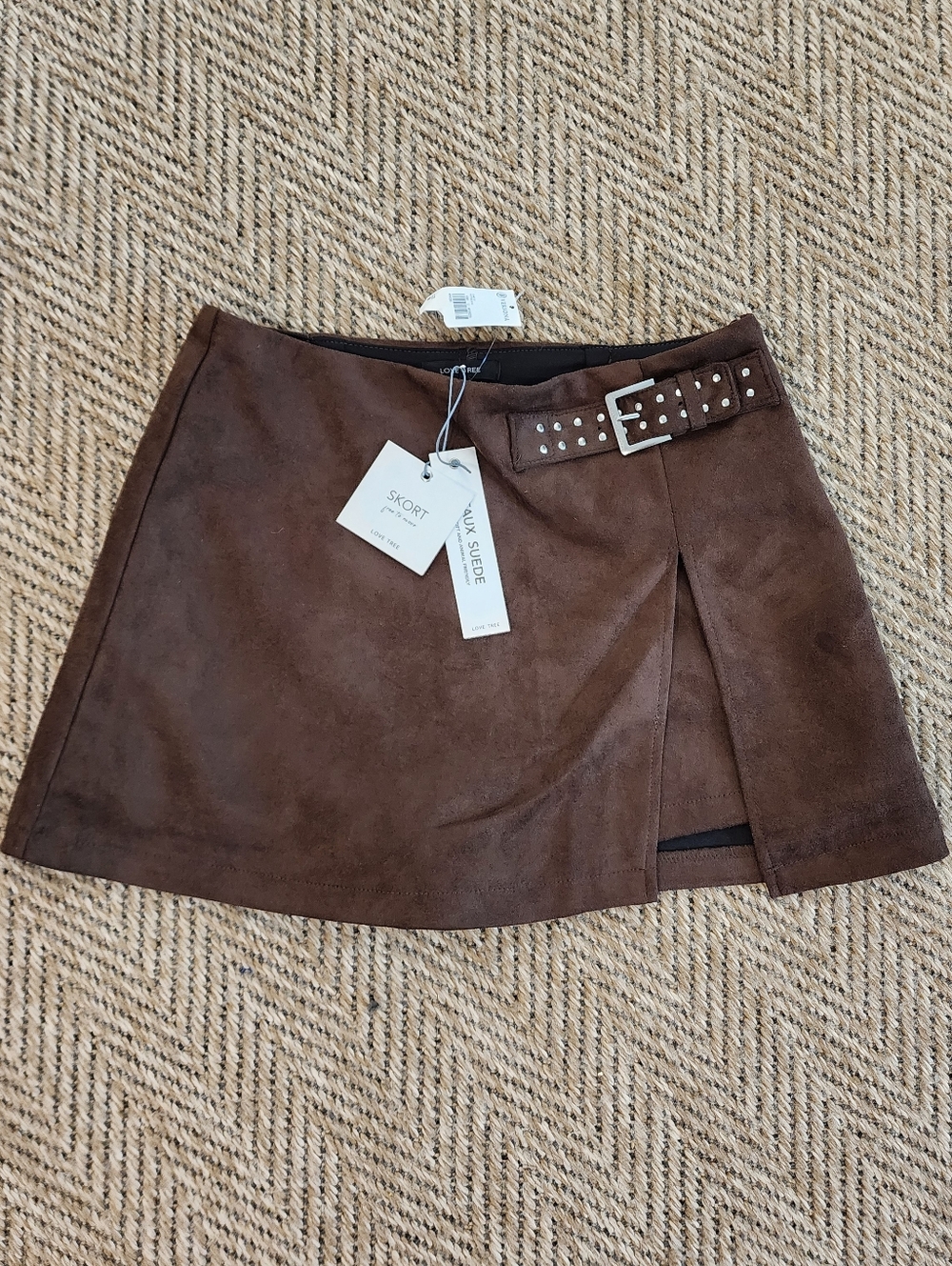 Love Tree Faux Suede Mini Skort